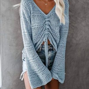 Crochet Bell Long Sleeve Crop Top